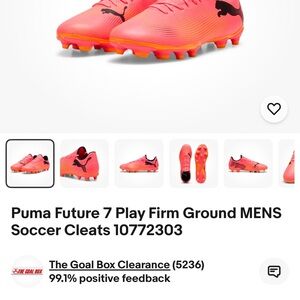 Puma Red and Tan cleats Shoe Box